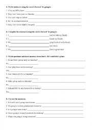 English Worksheet: Be going to EXERCISES