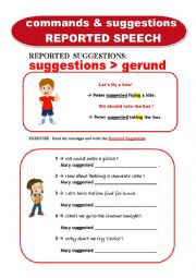 English Worksheet: Reported Suggestions