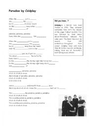 English Worksheet: Coldplay Paradise SONG