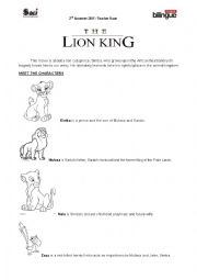 English Worksheet: The Lion King