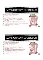 English Worksheet: LETS GO TO THE CINEMA