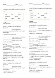 English Worksheet: Longer - David Archuleta