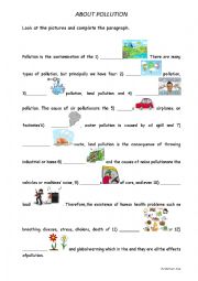 English Worksheet: About Pollution