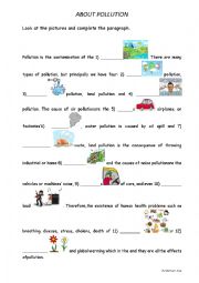 English Worksheet: About Pollution