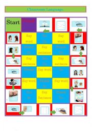 English Worksheet: Classroom language Board Game
