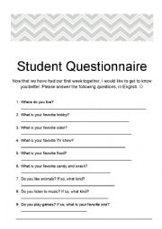 Student Questionnaire