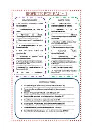 English Worksheet: REWRITE SENTENCES FOR PAU