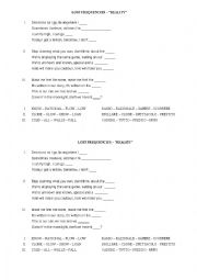 English Worksheet: Reality - Lost Frequencies