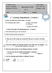 English Worksheet: mid-term test 3