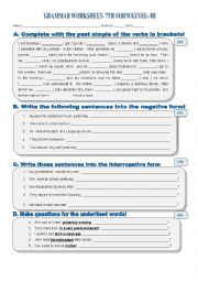 English Worksheet: Past simple_ evaluation worksheet_ Version 1