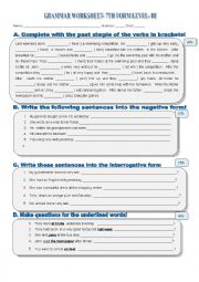 English Worksheet: Past simple_ evaluation worksheet_ Version 2