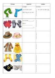 English Worksheet: Clothes survey