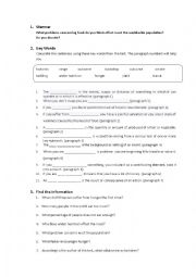 English Worksheet: Reading comprehension on the Hunger topic
