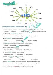 English Worksheet: phrasal verbs