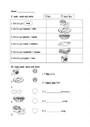 English Worksheet: like - dont like