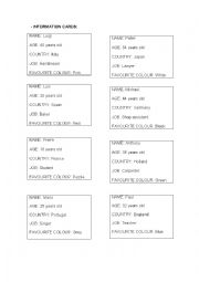 English Worksheet: Information cards (role play) 1