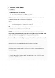 English Worksheet: GUIDED WRITING 4th FORM 
