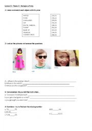 English Worksheet: numbers-price-whose