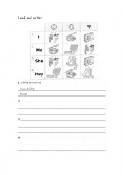 English Worksheet: Like and love + ing