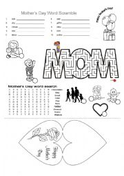 English Worksheet: Mothers day activities