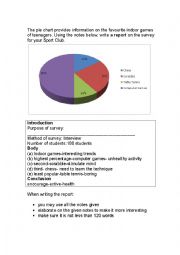 English Worksheet: Pie chart report