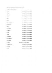 English Worksheet: countable and uncountable