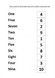 English Worksheet: numbers and words