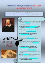 English Worksheet: WILLIAM SHAKESPEARE