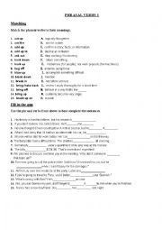 English Worksheet: Phrasal Verbs (1/10)