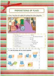 English Worksheet: REVISION: PREPOSITIONS OF PLACE