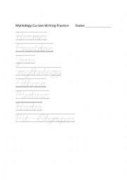 Mythology Cursive Writing Practice