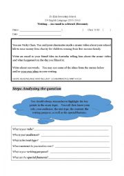 English Worksheet: Writing an informal email