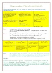 English Worksheet: Using prepositions of time when describing data