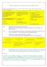 Using prepositions of time when describing data