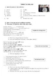 English Worksheet: Jeremy Pearl Jam