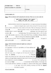 English Worksheet: 9 Test 5 B 2015-2016