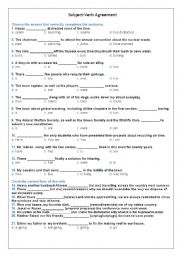 English Worksheet: Subject-Verb Agreement
