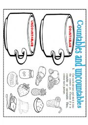 English Worksheet: Countables and uncountables