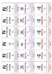 English Worksheet: HAVE YOU EVER ...? 7 FAMILIES GAME