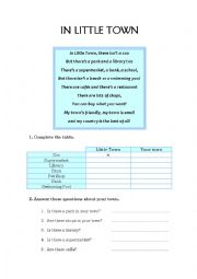 English Worksheet: places in town POEM