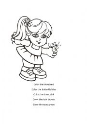 English Worksheet: Color the girl