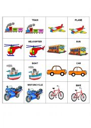 English Worksheet: Transportation memory game