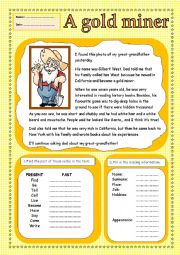 English Worksheet: A gold miner