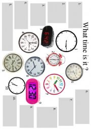 English Worksheet: Telling the time with clocks