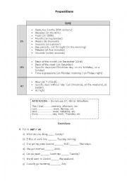 Time prepositions - Review and exercises