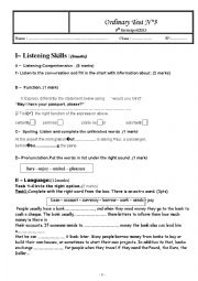 English Worksheet: mid term test 3 8th form