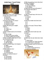 English Worksheet: traditions quiz