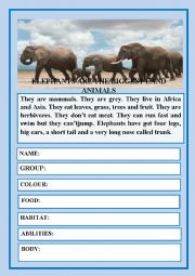 English Worksheet: AMAZING ANIMALS I - READING COMPREHENSION 