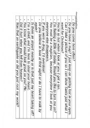 English Worksheet: Cheesy pick up lines