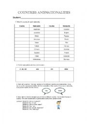 English Worksheet: Countries and nationalities